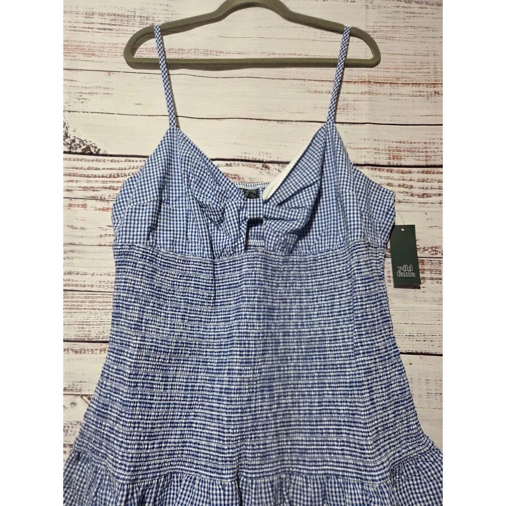 Wild Fable Blue Gingham Smocked Tiered Mini Dress 1X NWT Sundress Feminine